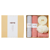HOYO 沐浴5件套7734 方巾*1+毛巾*2+沐浴海绵*1+浴花*1