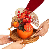 DXP 新年装饰品摆件2025蛇年福桶发财树[升级款]恭贺新春*2盆