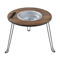 徽羚羊 云炙烤火炉户外庭院烤火盆取暖炉 室内烧烤炉家用围炉煮茶圆桌围炉 胡桃木色