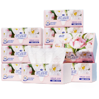 蓝漂郁金香8D云朵印花家用大包抽纸5层加厚干湿两用[32包整箱]
