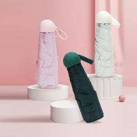 红叶五折PG黑胶纯色伞颜色随机-3535