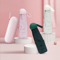 红叶五折PG黑胶美美胶囊伞颜色随机-3569