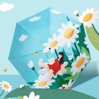 红叶三折超细太阳女孩伞颜色随机-3606