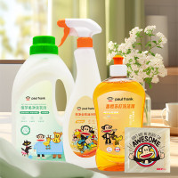 大嘴猴(Paul Frank)大嘴猴贴心管家四件套 椰油洗衣皂300g洗洁精500g油污剂625g洗衣液1.5L!