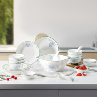 巴米樂(BAMILE)蓝寇新骨瓷餐具套装22件套 BNL-C315!