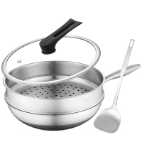 Debo德铂 卡勒汉斯不锈钢炒锅32cmB配置 DEP-DS260!