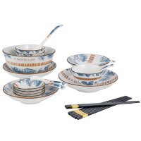 Debo德铂 艾丽娜陶瓷碟碗勺筷套装22件套 DEP-763!