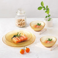 康宁(VISIONS) VISIONS琥珀色餐具晶莹系列4件组黄盒2小碗1深盘1平盘(国产材质)VS-AMR4A/CN!