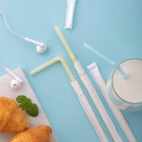 茶花 一次性单独包装单支独立孕妇产后弯头宝宝儿童产妇长吸管 独立纸包可弯吸管(50支)G11001!