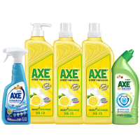 斧头牌清洗套装D洗洁精泵1kg+洗洁精补充装1kg*2瓶+洁厕液500g+清洁剂500g!