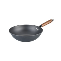 炊大皇 炒锅铁锅无涂层家用炒菜锅电磁炉燃气煤气灶明火通用 橙心铁炒锅 32cm(无盖)CG32CXT!