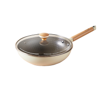 炊大皇 不粘锅炒锅家用有钛炒菜锅不锈钢炒锅电磁炉钛锅 灵白多层钢不粘锅6L CG28LB!