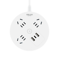 德力西(DELIXI)圆盘插座三位五孔+2A1C 0.8米 CD98H-YK3X2A1C 0.8!