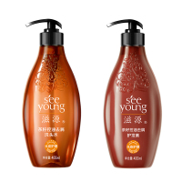 滋源洗发水生姜防脱健发清爽蓬松去屑止痒套装洗发护发控油洗头膏 茶籽控油去屑洗护套装 400ml 2瓶!