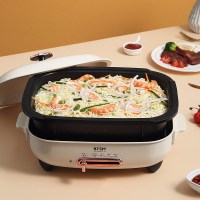 BTSM多功能锅 多功能网红料理锅家用火锅电热烤锅电烧烤炉烤肉机涮烤一体电火锅分体式可拆卸火锅-BTZG-K9!