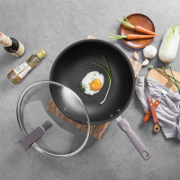 三禾 太极聚温钢可立盖无烟不粘不锈钢炒锅 30cm 通用炒菜锅 SC30A1!