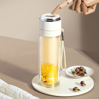 艾姆德 贝尔格速开玻璃杯 一键开盖 茶水分离 高硼硅玻璃双层玻璃杯-DB-BG35!