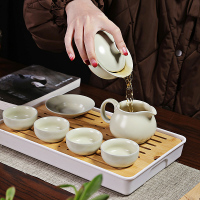 八方礼-官窑粉青盖碗7入茶盘套装 BFL2020-3!