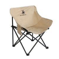 徽羚羊 户外折叠椅便携折叠月亮椅躺椅 露营椅子折叠凳钓鱼凳低背 奶茶色 65cm HLY-Z!DY-24011