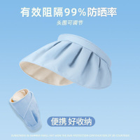 路悠悠防晒遮阳UV女款可卷边折叠贝壳帽 全脸防晒 便携好收纳帽子 C-042-蓝色!