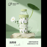 独角犀保温保冷杯陶瓷内胆茶水分离杯女士杯子高颜值学生毕业端午礼物 浅荷绿[陶瓷覆层内胆] 400ml!