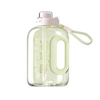 独角犀大容量水杯运动水壶塑料杯男女吨桶吸管杯耐高温夏季便携随行 抹茶可可[大容量带刻度] 1800ml!