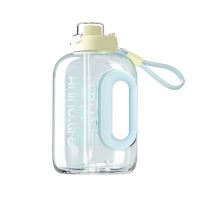 独角犀大容量水杯运动水壶塑料杯男女吨桶吸管杯耐高温夏季便携随行 蓝莓冻冻[大容量带刻度] 1800ml!