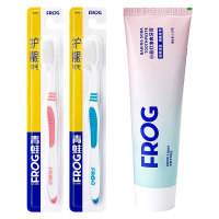 青蛙 成人套装系列D 525牙刷*4+ 930微米小苏打牙膏*1!
