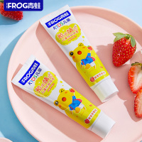 青蛙 儿童2-12岁防蛀牙膏 含氟含钙益生菌抗糖草莓味牙膏 60g!