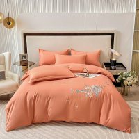 罗蒙( ROMON)暖阳棉刺绣四件套加厚磨毛床上用品四季通用—浪漫花期200*230cm LM-6114!