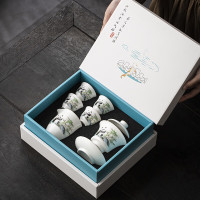 宏裕熊猫羊脂玉盖碗4杯礼盒套装茶杯茶具JHY-CJ-181