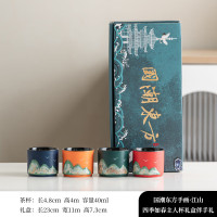 宏裕国潮东方手画·江山四季如春主人杯礼盒伴手礼茶杯茶具HYXQ1049