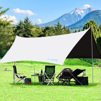 美旅 户外露营黑胶4.5x3.5M蝶形天幕 户外露营天幕帐篷防雨遮阳篷出游便携式防晒野营大凉棚天幕帐篷 AT-9303