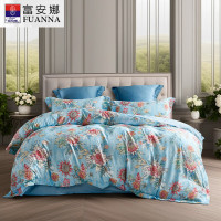 富安娜纯棉四件套-浅笑安然1.5m床床单被套枕头套家用双人床上用品套件