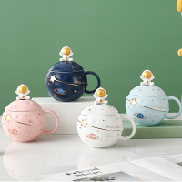 熙尚陶瓷太空星球陶瓷带盖勺子马克杯X1-1007(60个起订)!