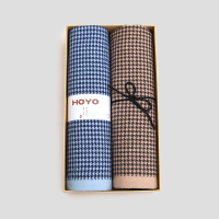 HOYO千鸟格两件套毛巾礼盒7098 纯棉擦脸巾吸水速干!