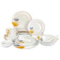 Corelle Brands康宁冰萃玲珑 金银杏餐具28件套CB-BSYX28/KZ/LS