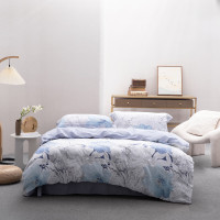 水星家纺水墨蓝花长绒棉抗菌四件套1.8米-2.0床124799