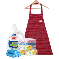 艾逸瑶选围裙JQ-0087艾逸瑶选抹布5片装 JQ-0111清风3连包软抽纸艾逸瑶选垃圾袋立白1.05kg洗衣液