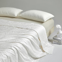 无印良品80支贡缎纯棉纯桑蚕丝被MJ-B2025-0159雪花白
