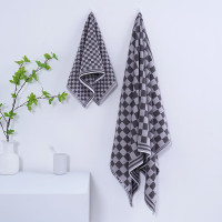 无印良品旗牌格纯棉毛巾(单条装)MJ-zu0668灰小格/紫小格