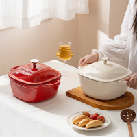 finsybo暮光森林方形珐琅锅 一体成型 铸铁材质锅内陶瓷珐琅不粘内里4.5L F-FL24A