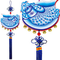 福人福地「国潮青花鱼」春节装饰挂饰 新年客厅布置营造节日仪式感吉祥鱼 木质挂件-青花鱼BD.19.01.02