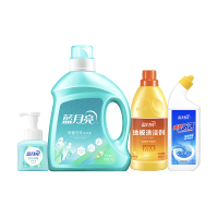 蓝月亮除菌净味四件套3355g(2kg阳光桉叶洗+600g地板水+500g厕清+255ml泡沫洗手液)81001104