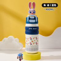 迪士尼(disney)儿童保温杯学生水杯大容量双饮口户外便携吸管杯弹盖杯疯狂动物城480ML