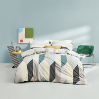 LOVO 精梳全棉四件套200x230cm·晓梦春露 简约风床上用品床品套件床单被罩枕套-TGVAD0010A/B