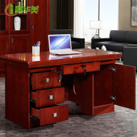 冀华美0729-实木贴皮办公桌经理桌办公室电脑主管桌贴木皮老板桌1.6米(抽屉款)1600*800*760mm