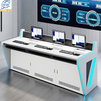 点云星辰监控台操作控制台指挥中心调度台简约安防台板式加厚款三联带灯1880x950x750mm-厚0.8mm