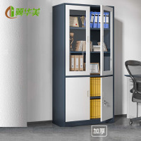 冀华美文件柜办公柜钢制铁皮柜资料柜档案柜员工柜储物柜带锁器械柜850x390x1800mm厚0.6mm