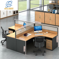 点云星辰0729-职员办公桌组合现代屏风隔断工作位电脑桌卡座 T型2人位含活动柜[基础款E1级板材]